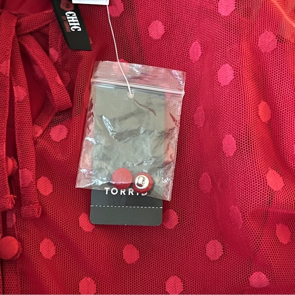 Torrid Retro Chic Dress Size 14 Red Wiggle Mesh Dot Pin-Up Rockabilly NWT $69 - Picture 6 of 12